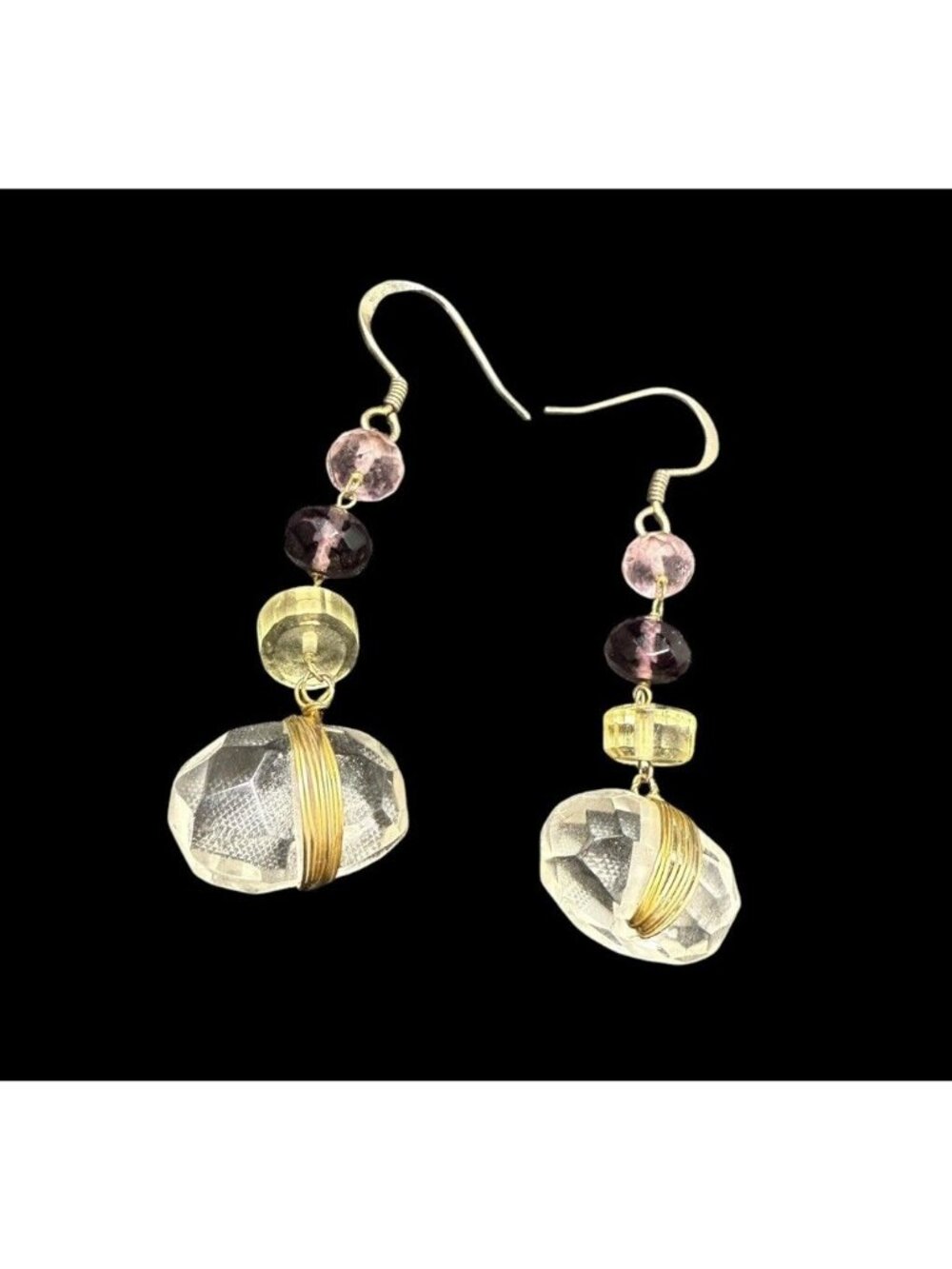 925 Sterling Silver Multicolor Cut Crystal Dangle Earrings